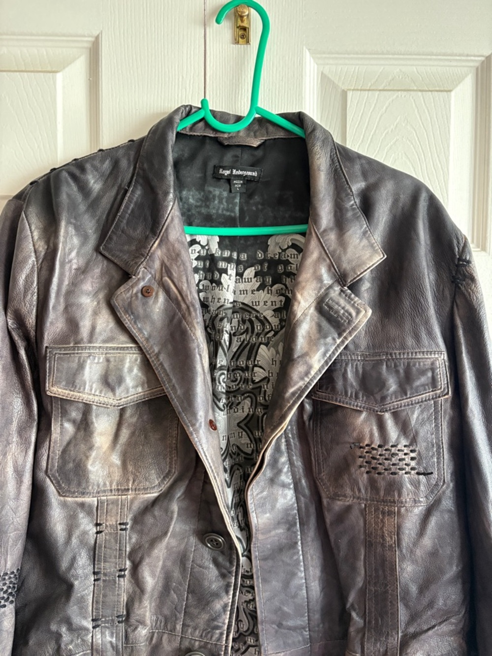 Royal Underground Brown Distressed Leather Jacket - Picture 2 of 10
